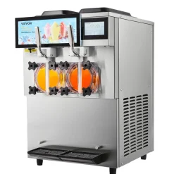 VEVOR Commercial Slushy Machine, 2 x 12L / 3.17 Gal Double Tanks, Cool and Freeze Modes, Stainless Steel Margarita Smoothie Frozen Drink Maker, Slushie Machine for Party Cafes Restaurants Bars Home