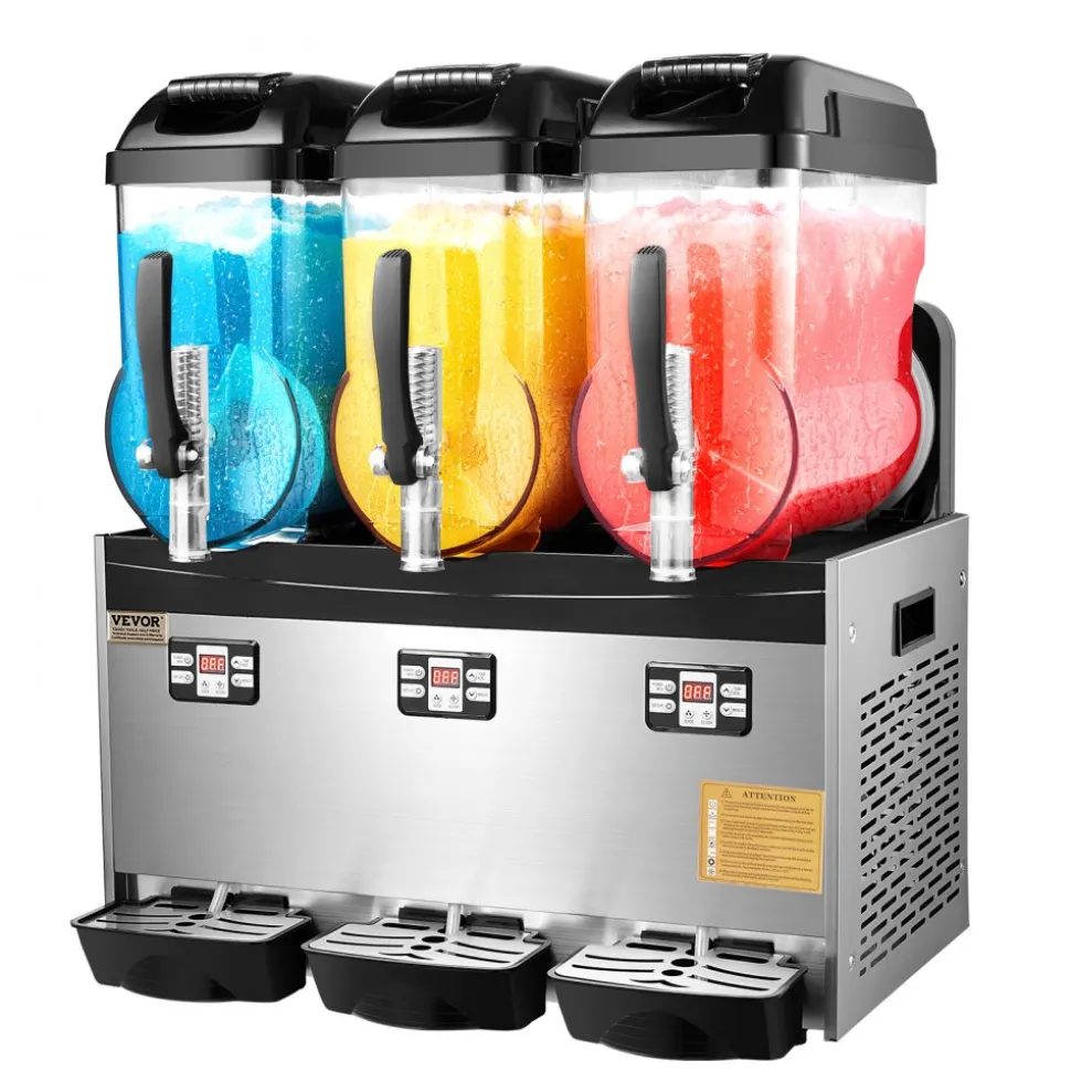 VEVOR Commercial Slushy Machine, 12Lx3 Triple Tank Frozen Drink Machine, 144 Cups Stainless Steel Margarita Smoothie Frozen Drink Maker, Slushie Maker for Home Party Restaurants Cafe Bars