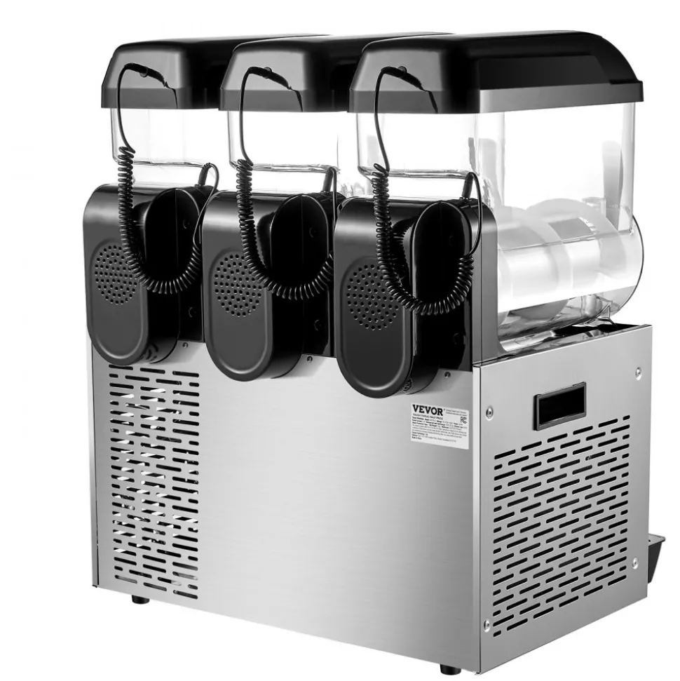 VEVOR Commercial Slushy Machine, 12Lx3 Triple Tank Frozen Drink Machine, 144 Cups Stainless Steel Margarita Smoothie Frozen Drink Maker, Slushie Maker for Home Party Restaurants Cafe Bars