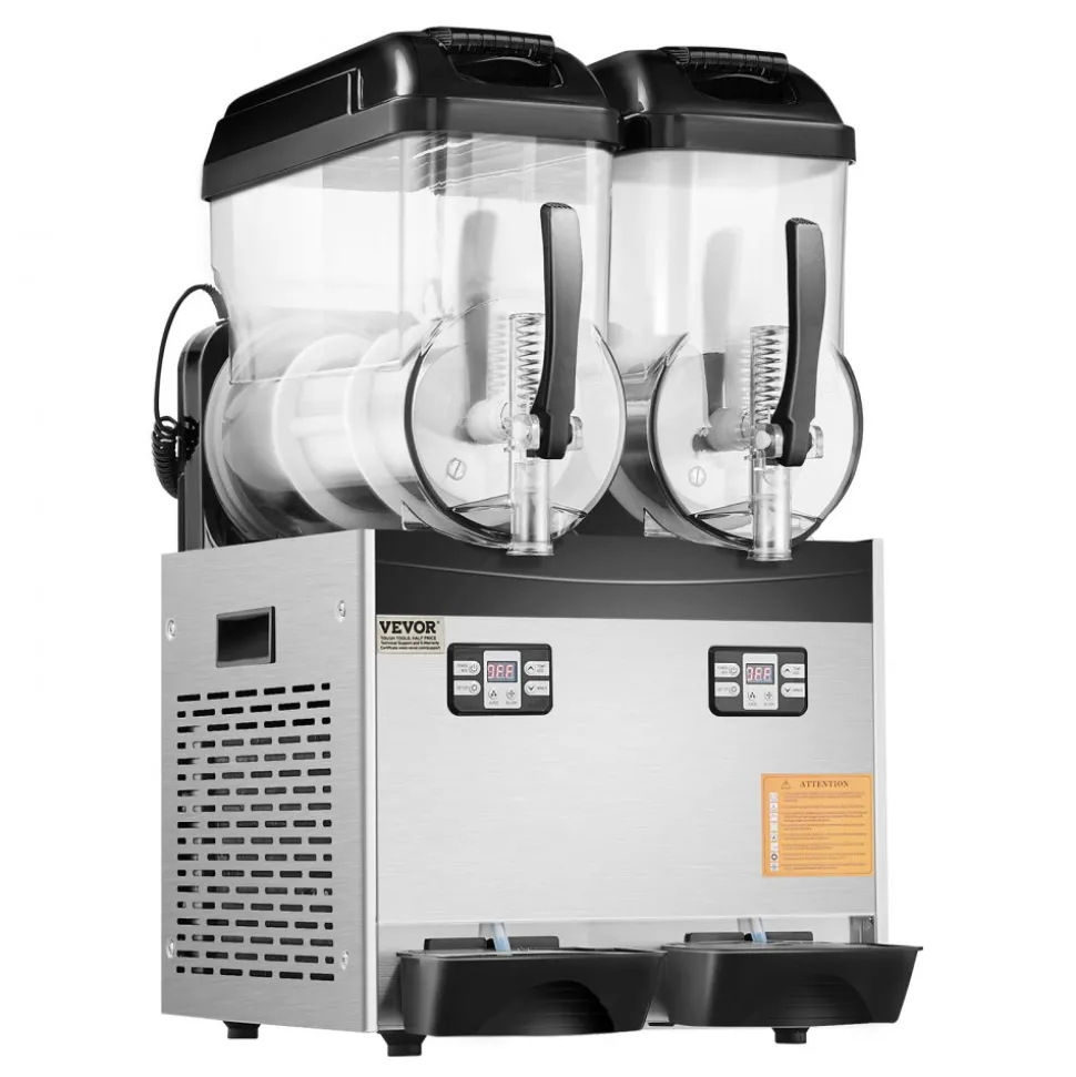 VEVOR Commercial Slushy Machine, 12Lx2 Double Tank Frozen Drink Machine, 96 Cups Stainless Steel Margarita Smoothie Frozen Drink Maker, Slushie Maker for Home Party Restaurants Cafe Bars