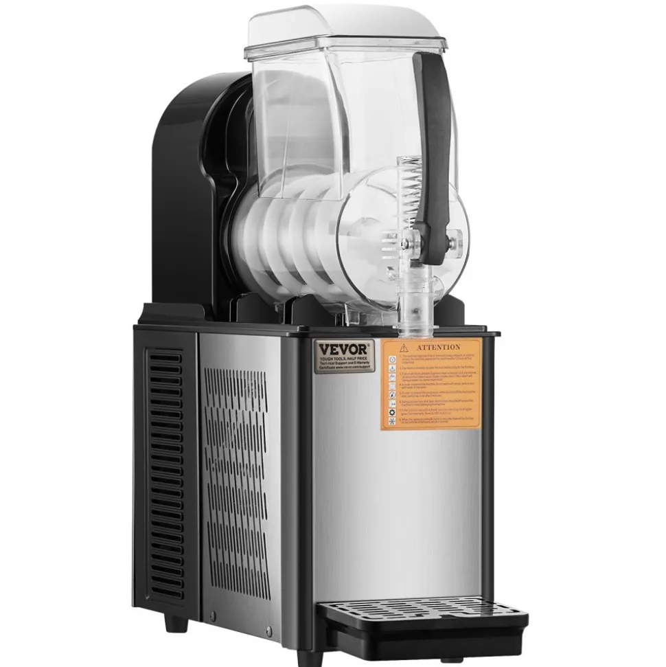 VEVOR Commercial Slushy Machine, 4L Single Tank Frozen Drink Machine, 16 Cups Stainless Steel Margarita Smoothie Frozen Drink Maker, Slushie Maker for Home Party Restaurants Cafe Bars