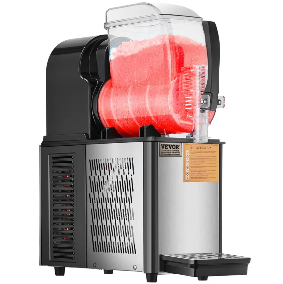 VEVOR Commercial Slushy Machine, 4L Single Tank Frozen Drink Machine, 16 Cups Stainless Steel Margarita Smoothie Frozen Drink Maker, Slushie Maker for Home Party Restaurants Cafe Bars