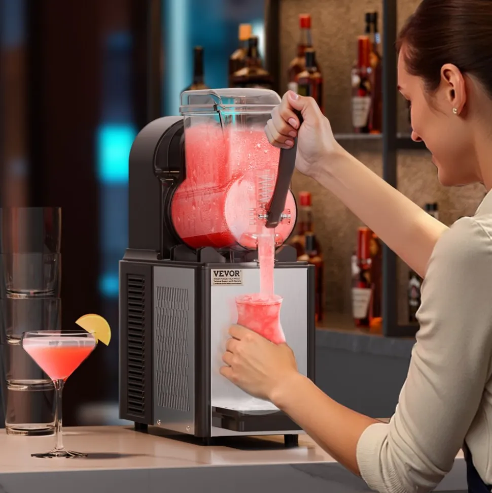 VEVOR Commercial Slushy Machine, 4L Single Tank Frozen Drink Machine, 16 Cups Stainless Steel Margarita Smoothie Frozen Drink Maker, Slushie Maker for Home Party Restaurants Cafe Bars