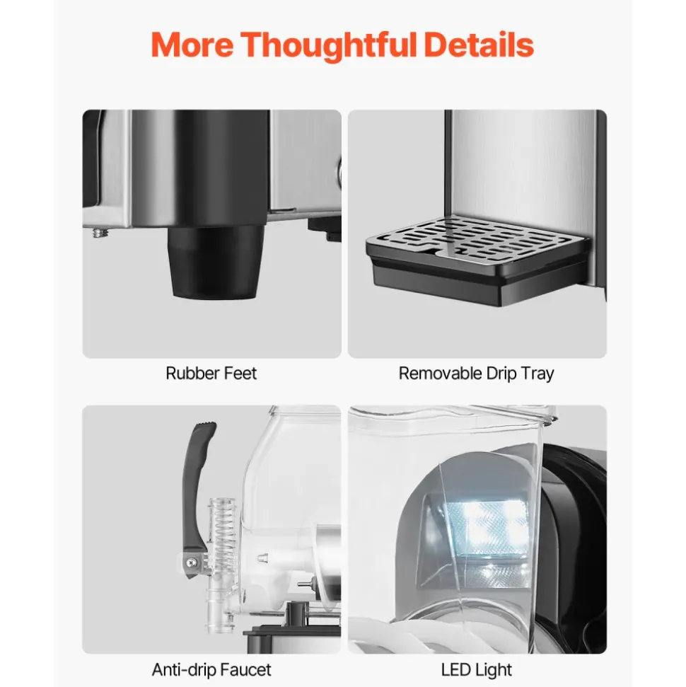 VEVOR Commercial Slushy Machine, 4L Single Tank Frozen Drink Machine, 16 Cups Stainless Steel Margarita Smoothie Frozen Drink Maker, Slushie Maker for Home Party Restaurants Cafe Bars