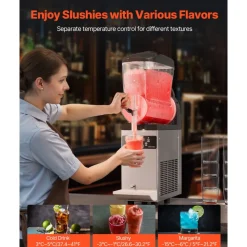 VEVOR Commercial Slushy Machine, 12L Single Tank Frozen Drink Machine, 48 Cups Stainless Steel Margarita Smoothie Frozen Drink Maker, Slushie Maker for Home Party Restaurants Cafe Bars