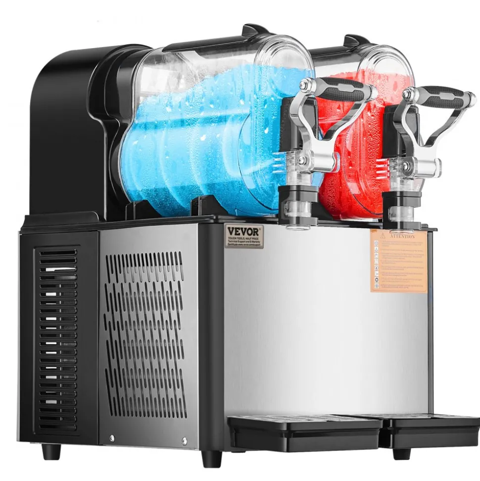 VEVOR Commercial Slushy Machine, 3Lx2 Double Tank Frozen Drink Machine, 24 Cups Stainless Steel Margarita Smoothie Frozen Drink Maker, Slushie Maker for Home Party Restaurants Cafe Bars