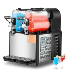 VEVOR Commercial Slushy Machine, 3Lx2 Double Tank Frozen Drink Machine, 24 Cups Stainless Steel Margarita Smoothie Frozen Drink Maker, Slushie Maker for Home Party Restaurants Cafe Bars