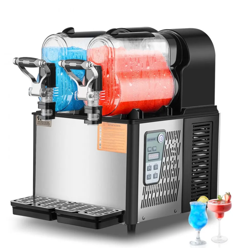 VEVOR Commercial Slushy Machine, 3Lx2 Double Tank Frozen Drink Machine, 24 Cups Stainless Steel Margarita Smoothie Frozen Drink Maker, Slushie Maker for Home Party Restaurants Cafe Bars