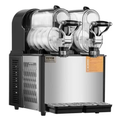 VEVOR Commercial Slushy Machine, 3Lx2 Double Tank Frozen Drink Machine, 24 Cups Stainless Steel Margarita Smoothie Frozen Drink Maker, Slushie Maker for Home Party Restaurants Cafe Bars