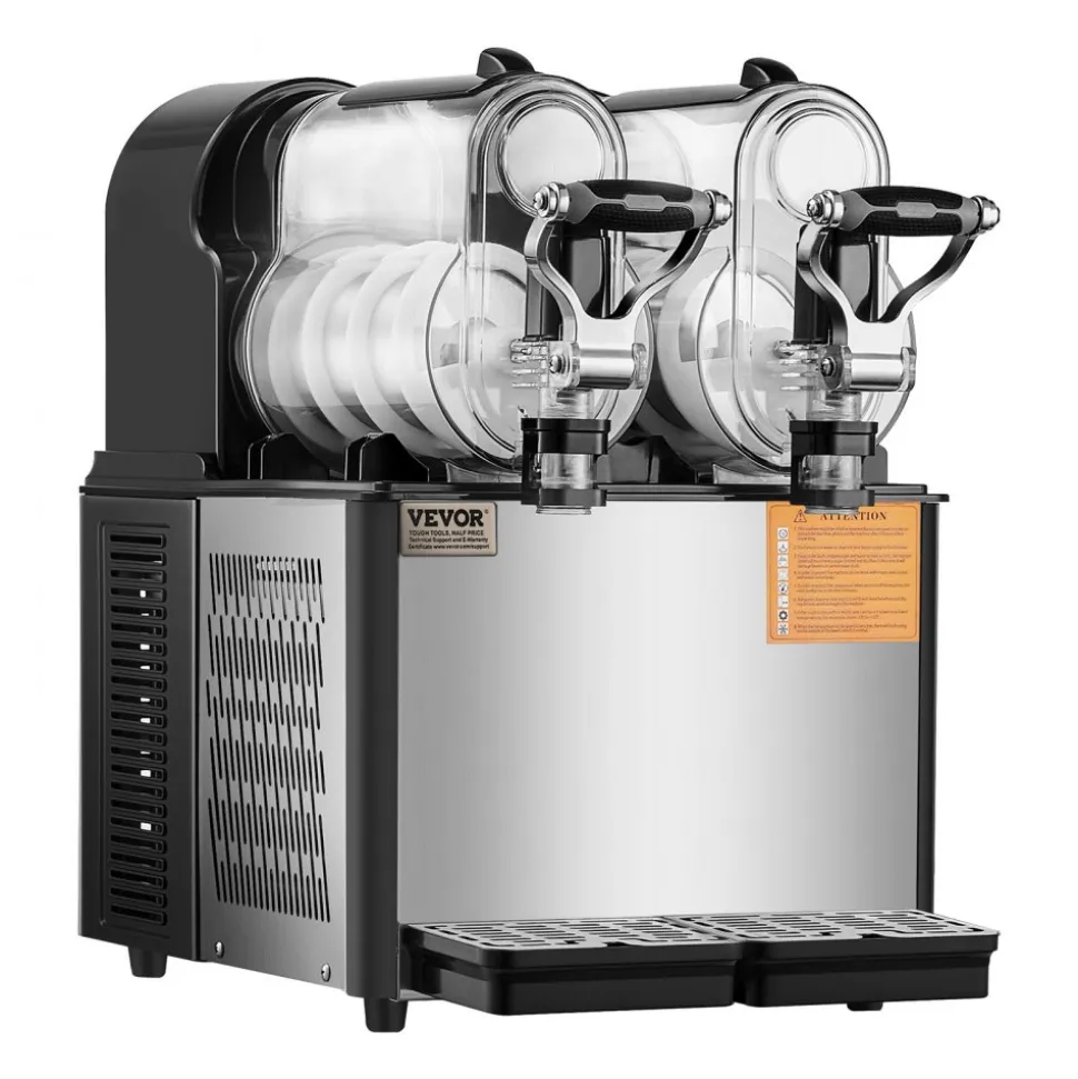 VEVOR Commercial Slushy Machine, 3Lx2 Double Tank Frozen Drink Machine, 24 Cups Stainless Steel Margarita Smoothie Frozen Drink Maker, Slushie Maker for Home Party Restaurants Cafe Bars