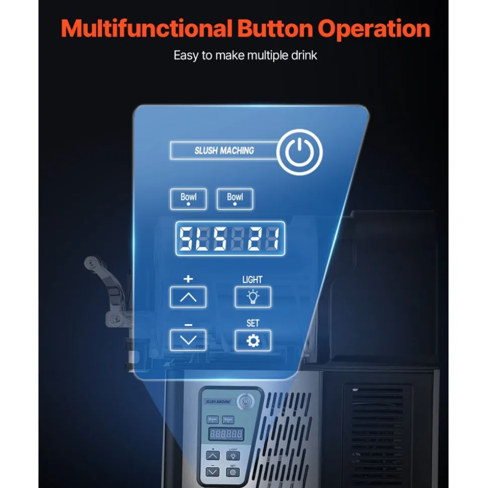 VEVOR Commercial Slushy Machine, 3Lx2 Double Tank Frozen Drink Machine, 24 Cups Stainless Steel Margarita Smoothie Frozen Drink Maker, Slushie Maker for Home Party Restaurants Cafe Bars