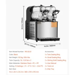 VEVOR Commercial Slushy Machine, 3Lx2 Double Tank Frozen Drink Machine, 24 Cups Stainless Steel Margarita Smoothie Frozen Drink Maker, Slushie Maker for Home Party Restaurants Cafe Bars