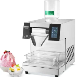 VEVOR Commercial Snowflake Ice Machine, 573LBS/24H Snowflake Ice Maker, Stainless Steel Ice Shaver Machine, Electric Snow Cone Maker, Air Cooling System for Rapid Heat Dissipation, for Bakery, Cafe