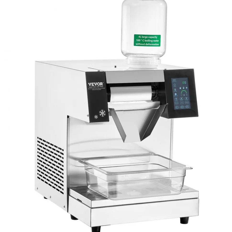 VEVOR Commercial Snowflake Ice Machine, 573LBS/24H Snowflake Ice Maker, Stainless Steel Ice Shaver Machine, Electric Snow Cone Maker, Air Cooling System for Rapid Heat Dissipation, for Bakery, Cafe