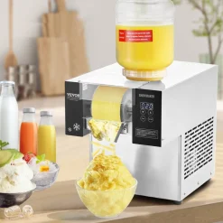 VEVOR Commercial Snowflake Ice Machine, 375LBS/24H Snowflake Ice Maker, Stainless Steel Ice Shaver Machine, Electric Snow Cone Maker, Air Cooling System for Rapid Heat Dissipation, for Bakery, Cafe