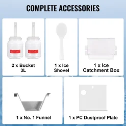 VEVOR Commercial Snowflake Ice Machine, 375LBS/24H Snowflake Ice Maker, Stainless Steel Ice Shaver Machine, Electric Snow Cone Maker, Air Cooling System for Rapid Heat Dissipation, for Bakery, Cafe
