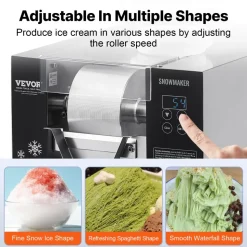 VEVOR Commercial Snowflake Ice Machine, 176.4LBS/24H Snowflake Ice Maker, Stainless Steel Ice Shaver Machine, Electric Snow Cone Maker, Air Cooling System for Rapid Heat Dissipation, for Bakery, Cafe