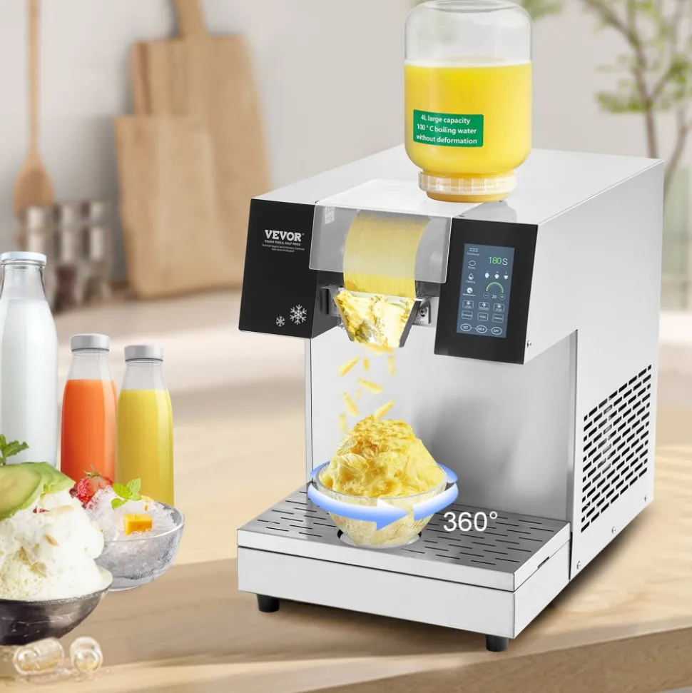 VEVOR Commercial Snowflake Ice Machine, 507LBS/24H Snowflake Ice Maker, Stainless Steel Ice Shaver Machine, Electric Snow Cone Maker, Air Cooling System for Rapid Heat Dissipation, for Bakery, Cafe