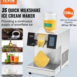 VEVOR Commercial Snowflake Ice Machine, 507LBS/24H Snowflake Ice Maker, Stainless Steel Ice Shaver Machine, Electric Snow Cone Maker, Air Cooling System for Rapid Heat Dissipation, for Bakery, Cafe