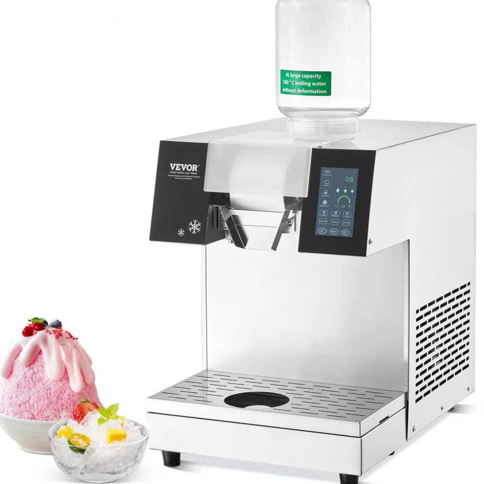 VEVOR Commercial Snowflake Ice Machine, 507LBS/24H Snowflake Ice Maker, Stainless Steel Ice Shaver Machine, Electric Snow Cone Maker, Air Cooling System for Rapid Heat Dissipation, for Bakery, Cafe