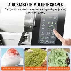VEVOR Commercial Snowflake Ice Machine, 397LBS/24H Snowflake Ice Maker, Stainless Steel Ice Shaver Machine, Electric Snow Cone Maker, Air Cooling System for Rapid Heat Dissipation, for Bakery, Cafe