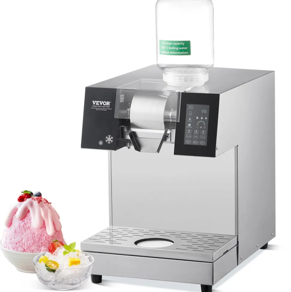 VEVOR Commercial Snowflake Ice Machine, 397LBS/24H Snowflake Ice Maker, Stainless Steel Ice Shaver Machine, Electric Snow Cone Maker, Air Cooling System for Rapid Heat Dissipation, for Bakery, Cafe