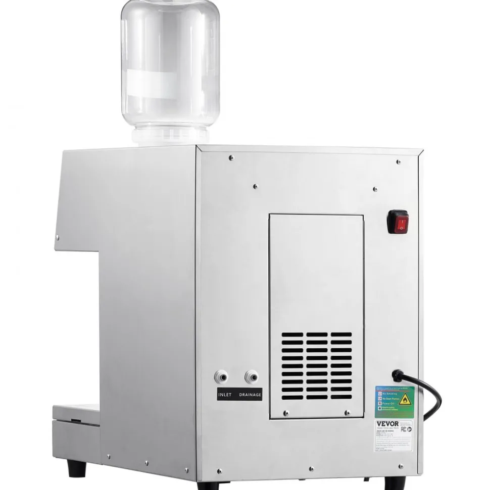 VEVOR Commercial Snowflake Ice Machine, 397LBS/24H Snowflake Ice Maker, Stainless Steel Ice Shaver Machine, Electric Snow Cone Maker, Air Cooling System for Rapid Heat Dissipation, for Bakery, Cafe