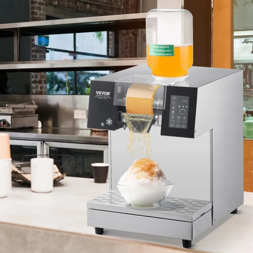 VEVOR Commercial Snowflake Ice Machine, 397LBS/24H Snowflake Ice Maker, Stainless Steel Ice Shaver Machine, Electric Snow Cone Maker, Air Cooling System for Rapid Heat Dissipation, for Bakery, Cafe