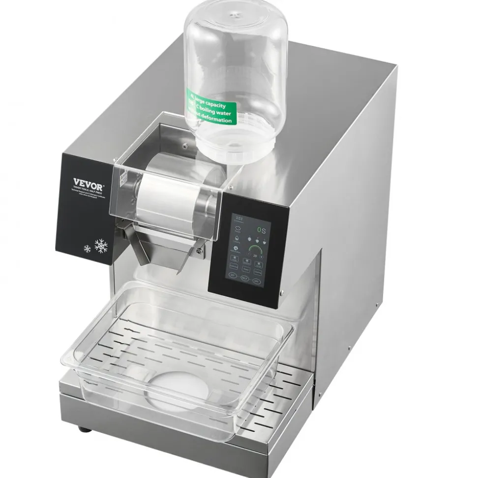 VEVOR Commercial Snowflake Ice Machine, 397LBS/24H Snowflake Ice Maker, Stainless Steel Ice Shaver Machine, Electric Snow Cone Maker, Air Cooling System for Rapid Heat Dissipation, for Bakery, Cafe