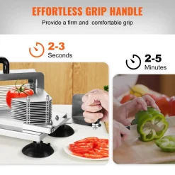 VEVOR Commercial Tomato Slicer, 3/16 inch Tomato Cutter Slicer, Stainless Steel Heavy Duty Tomato Slicer Machine, Manual Tomato Slicer with Non-slip Feet, for Cutting Tomatoes, Cucumbers, Bananas