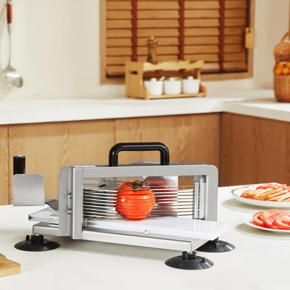 VEVOR Commercial Tomato Slicer, 1/4 inch Tomato Cutter Slicer, Stainless Steel Heavy Duty Tomato Slicer Machine, Manual Tomato Slicer with Non-slip Feet, for Cutting Tomatoes, Cucumbers, Bananas