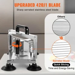 VEVOR Commercial Tomato Slicer, 3/8 inch Tomato Cutter Slicer, Stainless Steel Heavy Duty Tomato Slicer Machine, Manual Tomato Slicer with Non-slip Feet, for Cutting Tomatoes, Cucumbers, Bananas