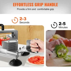 VEVOR Commercial Tomato Slicer, 3/8 inch Tomato Cutter Slicer, Stainless Steel Heavy Duty Tomato Slicer Machine, Manual Tomato Slicer with Non-slip Feet, for Cutting Tomatoes, Cucumbers, Bananas