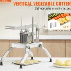 VEVOR Commercial Vegetable Slicer, 3/8" and 3/16" Tomato Slicer, Stainless Steel and Aluminum Alloy Vegetable Cutter Slicer, Manual Tomato Slicer with Non-slip Feet, for Tomatoes, Potatoes, Onions