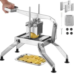 VEVOR Commercial Vegetable Slicer, 3/8" and 3/16" Tomato Slicer, Stainless Steel and Aluminum Alloy Vegetable Cutter Slicer, Manual Tomato Slicer with Non-slip Feet, for Tomatoes, Potatoes, Onions