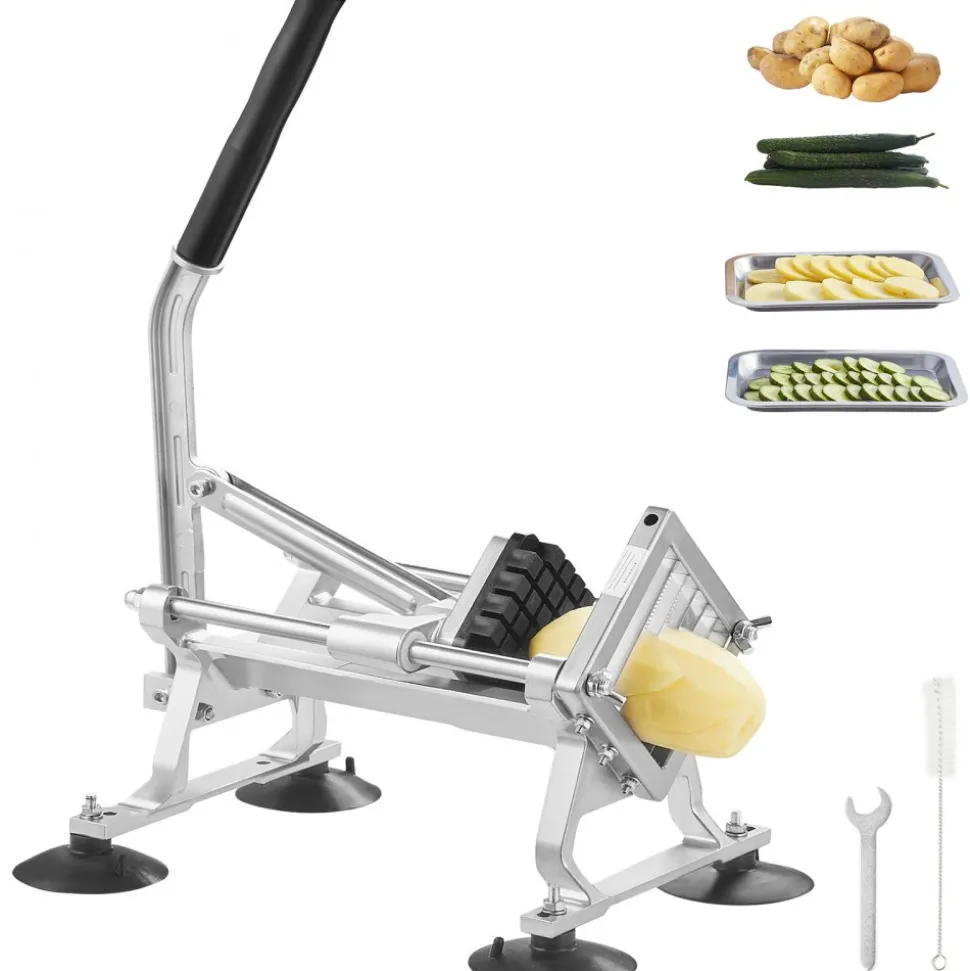 VEVOR Commercial Vegetable Slicer, 1/2 inch Fruit Slicer, Stainless Steel and Aluminum Alloy Vegetable Cutter Slicer Machine, Manual Slicer with Non-slip Feet, for Radishes, Onions, Potatoes, Lemons