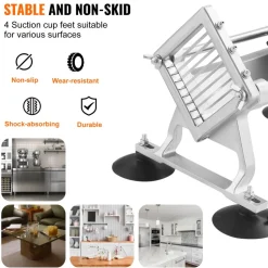 VEVOR Commercial Vegetable Slicer, 3/8 inch Fruit Slicer, Stainless Steel and Aluminum Alloy Vegetable Cutter Slicer Machine, Manual Slicer with Non-slip Feet, for Radishes, Onions, Potatoes, Lemons