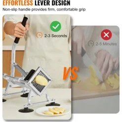 VEVOR Commercial Vegetable Slicer, 3/8 inch Fruit Slicer, Stainless Steel and Aluminum Alloy Vegetable Cutter Slicer Machine, Manual Slicer with Non-slip Feet, for Radishes, Onions, Potatoes, Lemons