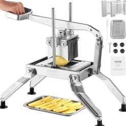 VEVOR Commercial Vegetable Slicer, 1/4 and 1/2 inch Tomato Slicer, Stainless Steel and Aluminum Alloy Vegetable Cutter Slicer, Manual Tomato Slicer with Non-slip Feet, for Tomatoes, Onions, Potatoes
