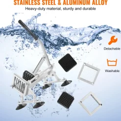 VEVOR Commercial Vegetable Slicer, 1/4"+3/8"+1/2" Fruit Slicer, Stainless Steel and Aluminum Alloy Vegetable Cutter Slicer Machine, Manual Slicer with Non-slip Feet, for Radishes, Onions, Potatoes