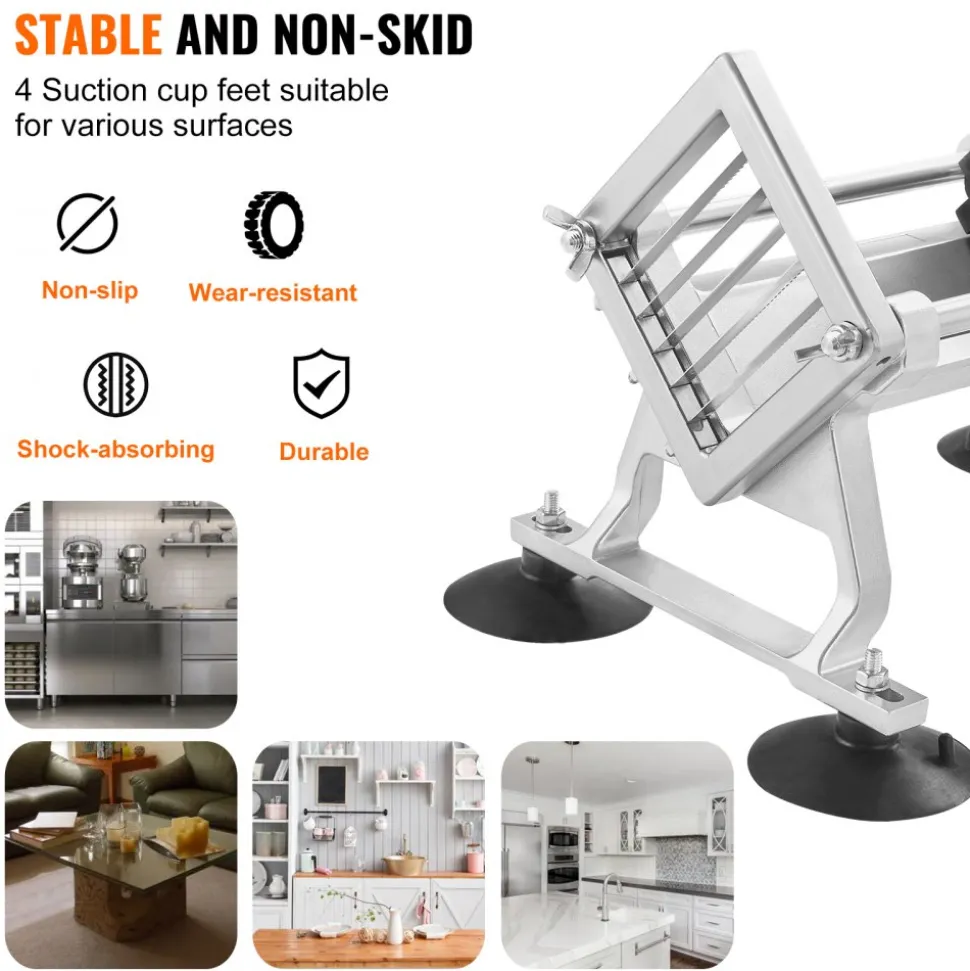 VEVOR Commercial Vegetable Slicer, 1/4"+3/8"+1/2" Fruit Slicer, Stainless Steel and Aluminum Alloy Vegetable Cutter Slicer Machine, Manual Slicer with Non-slip Feet, for Radishes, Onions, Potatoes