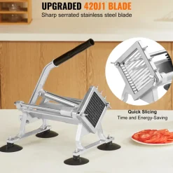 VEVOR Commercial Vegetable Slicer, 1/4 inch Fruit Slicer, Stainless Steel and Aluminum Alloy Vegetable Cutter Slicer Machine, Manual Slicer with Non-slip Feet, for Radishes, Onions, Potatoes, Lemons