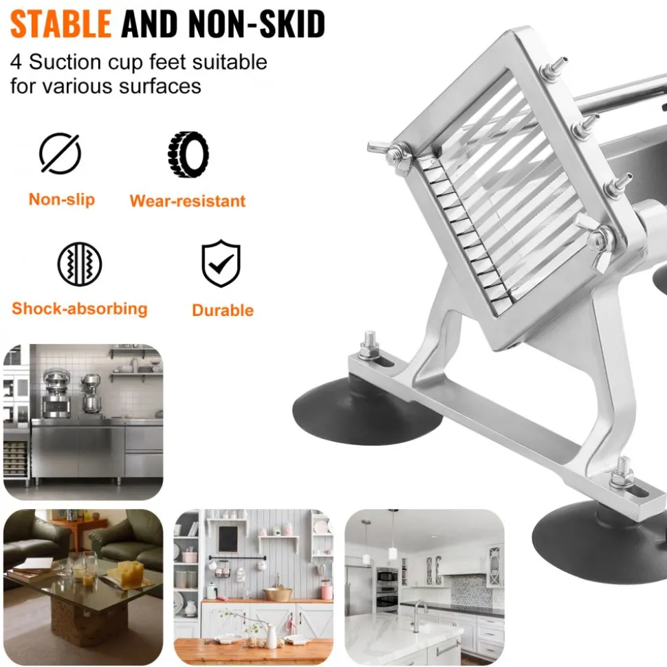 VEVOR Commercial Vegetable Slicer, 1/4 inch Fruit Slicer, Stainless Steel and Aluminum Alloy Vegetable Cutter Slicer Machine, Manual Slicer with Non-slip Feet, for Radishes, Onions, Potatoes, Lemons