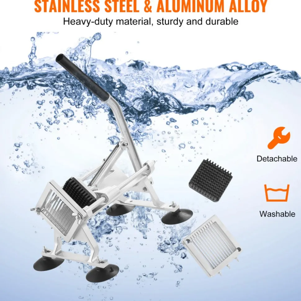 VEVOR Commercial Vegetable Slicer, 1/4 inch Fruit Slicer, Stainless Steel and Aluminum Alloy Vegetable Cutter Slicer Machine, Manual Slicer with Non-slip Feet, for Radishes, Onions, Potatoes, Lemons