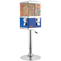 VEVOR Commercial Vending Machine, Four Compartment Rotatable Gumball and Candy Dispenser, Adjustable Height Coin Operated Candy Bank with Iron Stand, for Business Toy Capsules Bouncy Balls Nut, Blue