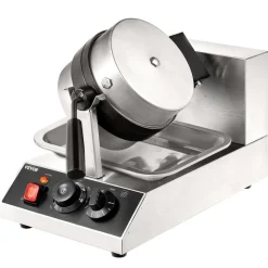 VEVOR Commercial Waffle Maker, 1 Piece per Batch, 1300W Round Waffle Iron, Non-Stick Waffle Baker Machine with 122-572℉ / 50-300℃ Temp Range Teflon-Coated Baking Pans Stainless Steel Body, 120V