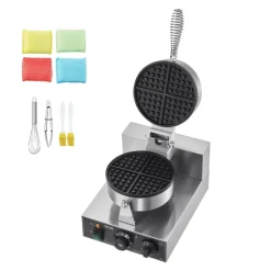 VEVOR Commercial Waffle Maker, 10PCS Rectangle Waffle Baker Machine, 1550W Non-Stick Stainless Steel Belgian Waffle Iron with Temp and Time Control, Handle, for Restaurant Bakery Snack Bar Family