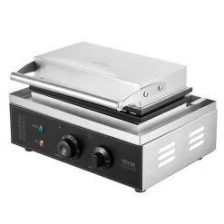VEVOR Commercial Waffle Stick Maker, 6PCS 1500W Waffle Baker Machine, Non-Stick Stainless Steel Corn Hot Dog Waffle Iron with Temp and Time Control, Handle, for Restaurant Bakery Snack Bar Family