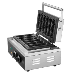 VEVOR Commercial Waffle Stick Maker, 6PCS 1500W Waffle Baker Machine, Non-Stick Stainless Steel Corn Hot Dog Waffle Iron with Temp and Time Control, Handle, for Restaurant Bakery Snack Bar Family