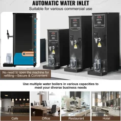 VEVOR Commercial Water Boiler, Electric Hot Water Dispenser with 316 Stainless Steel Heating Tube, 1500W Step-by-step Fast Heating 50L per Hour Hot Water Boiler, for Coffee Tea Restaurant Office